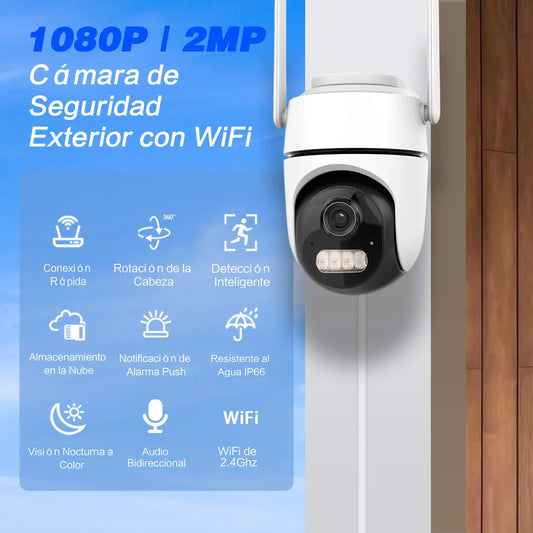 Cámara Full HD con IA y Alerta Sonora Vision nocturna